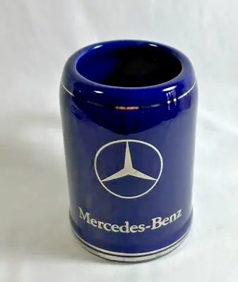 Vintage Mercedes-Benz Coffee Mug Stein Cobalt Blue Heavy Crock • $19.95