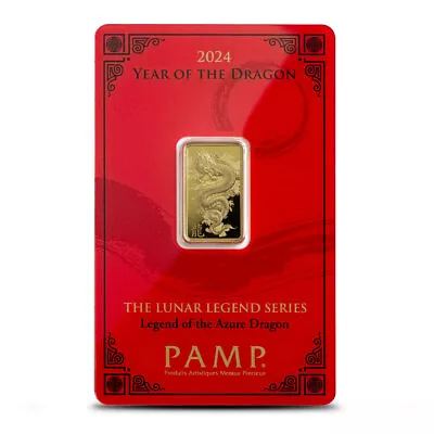 2024 5 Gram PAMP Suisse Lunar Legend Azure Dragon Gold Bar (New W/ Assay) • $437.02