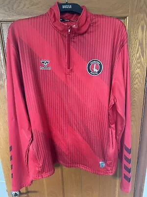 Charlton Athletic Hummel Football 2021/22 Red 1/4 Zip Training Top - Mens XL • £7.50