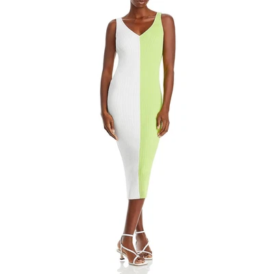 $90.75 • Buy STAUD Womens Dana Green V-Neck Sweater Midi Sheath Dress L BHFO 5038
