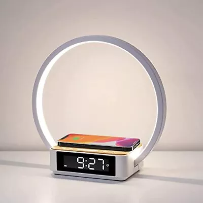 WILIT Bedside Table Lamp Touch Lamp With Alarm Clock With Wireless Charging W... • $55.22