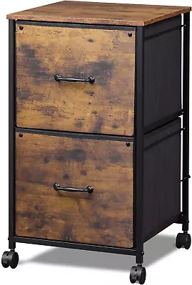 2 Drawer Mobile File Cabinet Rolling Printer Rustic Brown Wood Grain Print • $76.45