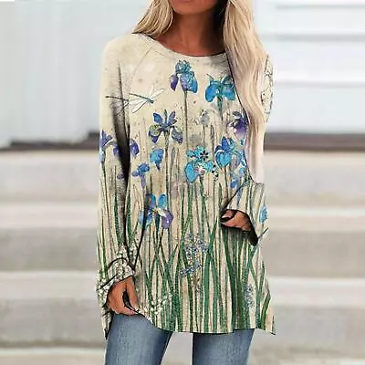 Women's Boho Print Long Sleeve T-shirt Tunic Tops Ladise Casual Blouse • $18.49