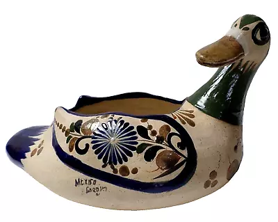 Mexican Clay Pottery Planter Animal Figure Flower Pot Duck Bird Tonala Dish 12in • $59