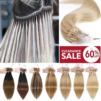 THICK 100% Remy Human Hair Extensions Micro Loop Tip Ring Bead 1G/0.5G CLEARANCE • $31.17