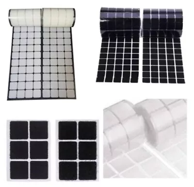 Hook & Loop Sticky Self Adhesive Coins Squares Rectangles White Black • $5.95