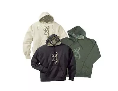 MENS BROWNING CAMO BUCKMARK PULLOVER SWEATSHIRT HOODIE Loden Green OR Sand Tan • $58.39