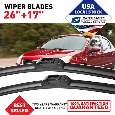 Front Windshield Wiper Blades Pair 26 +17  All Season For Mazda CX-9 2007-2015 • $11.88