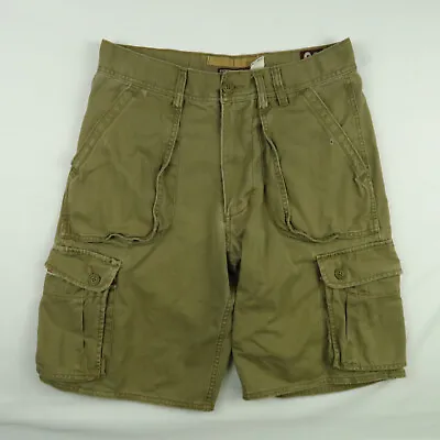 Vintage Old Navy Cargo Shorts Khaki Heavy Pockets Military Patch Fishing Mens 29 • $21.72