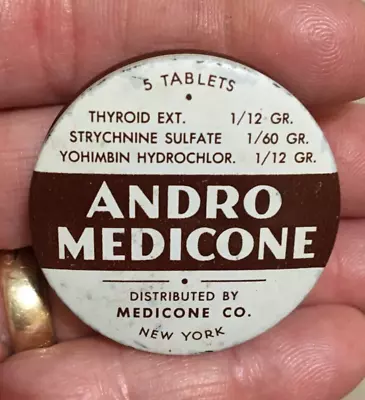 Vintage Physician's Sample Tin Litho Container Andro Medicone Quack Medicine • $10.99