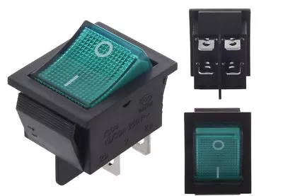£4.95 • Buy Rocker Switch 30A / 25A 240V Mains Green ON / OFF Double Pole 4 Pin DPST X1 
