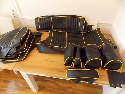 Mgb Gt SEATS COVERS Black With Yellow Pipings + Gt. Rears Covers.Fits 1970 To 81 • $339.12