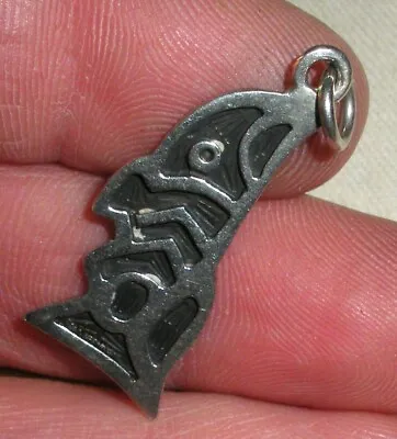 VINTAGE NORTHWEST COAST HAIDA TLINGIT WHALE STERLING SILVER PENDANT CHARM Tuvi • $100