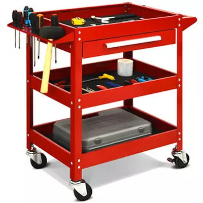 Costway Three Tray Rolling Tool Cart Mechanic Cabinet Storage Toolbox Organizer  • $139.76