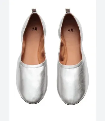 H&M Silver Ballet Flats SZ 39 NWOT No Box • $15