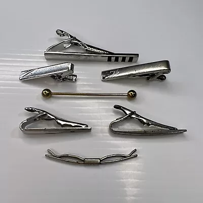 Lot Vintage Retro Mad Men Tie Bar Clasp Foster Swank Silver Tone Mcm 50s 60s • $7.25