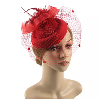 Retro Mesh Feather Berets Headband Fascinator Wedding Veil Hat Hair Accessories • £6.88