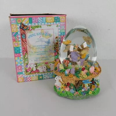 Easter Bunny Water Egg Shaped Snow Globe Musical Playing Peter Cottontail Box • $18