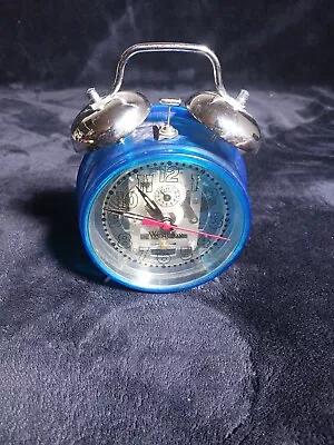 Westclox Wind-up Transparent Blue  Round Alarm Clock Untested Vintage Rare Parts • $7.77