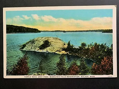 Postcard Malden MA - Turtle Rock - Spot Pond - Middlesex Fells Reservation • $4