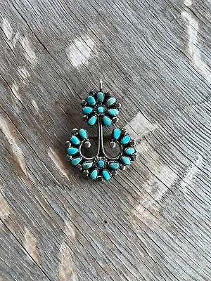 Vintage Zuni Old Pawn Dead Pawn Turquoise Petite Point Pendant Brooch • $160