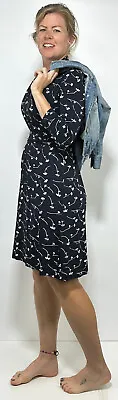 French Connection Dress 3/4 Slv Print Jersey V Neck Tie Waist Knee Above(FC114) • £9.90