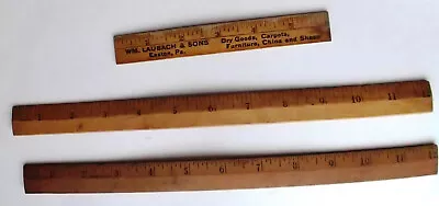 Lot Of 3 Vintage Wooden Rulers 12 Inch  AAKRON RENCO 1 Dept. Store 6 Inch • $15