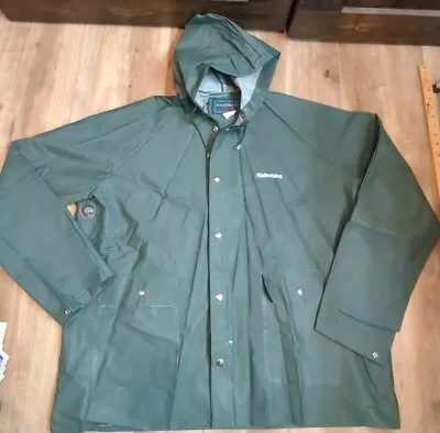 Men's Rainskins Green Hooded Rain Slicker Size XL Jacket Coat • $22.99