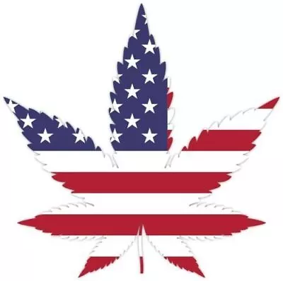 Funny Patriotic Weed Leaf Decal American Flag Laptop Wall Truck Sticker • £4.64