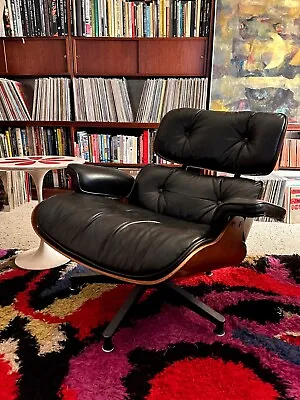Vintage Herman Miller Charles Eames 670  Lounge Chair  Walnut Black Leather • $1999