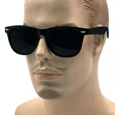 MENS XL Wide Frame Limo Tint Sunglasses Tall Super Dark Lens Gangster Big Fat LG • $10.99