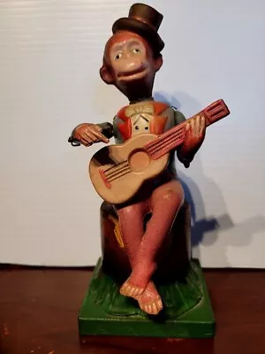 VINTAGE CELLULOID WIND UP MINSTREL BANJO PLAYING MONKEY Made In Occupied JAPAN • $107.96