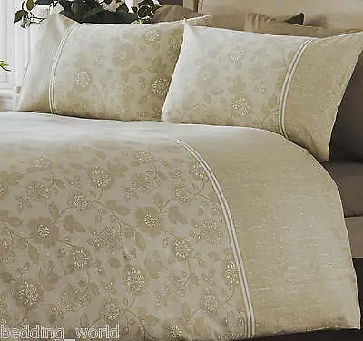 Lace Natural Duvet Cover Printed Mottled Floral 300 Thread Count Sateen Beige • £18.99