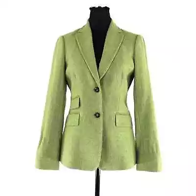 J. Crew Hacking Green Tonal Herringbone Wool Blazer 2 Single Breasted Jacket • $45.50