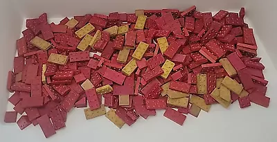 Halsam American Bricks 3+lbs Wooden Building Blocks Vintage 1940s Red And Yellow • $29.99