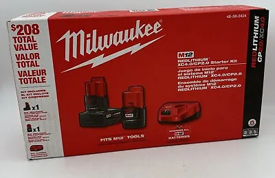 Milwaukee M12 Li-ion 2.0 Ah & 4.0 Ah Starter Kit (48-59-2424) • $59.99