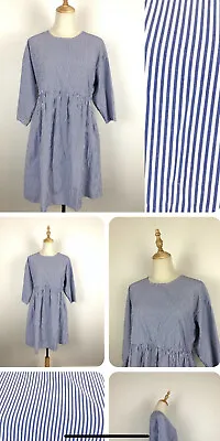 $12 • Buy NWT Womens Size 12 M ASOS Maternity Blue White Striped Short Dress