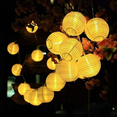 Chinese Paper Lantern Battery Fairy String Lights Waterproof Outdoor Garden Lamp • £13.99