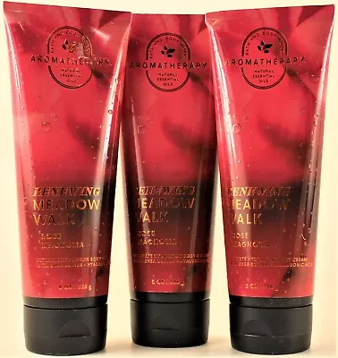 QTY 3 Bath & Body Works Renewing Meadow Walk ROSE MAGNOLIA Body Cream Lotion 8oz • $34.97