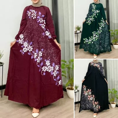 Vintage Women Floral Printed Long Sleeve Maxi Dress Cocktail Party Prom Dresses • £22.99