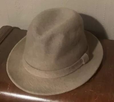 Vintage Mallory By Stetson Fedora Wool ? Hat Size L Light Brown • $24.99