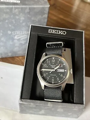 SEIKO 5 Blue Nylon Automatic FIELD SPORTS Men's Watch - SRPG31  MSRP: $275 • $102.50