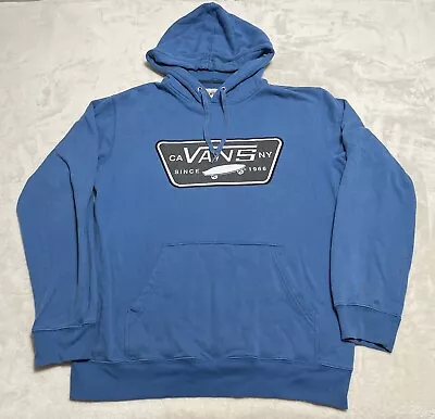 VANS Fleece Hoodie Sweatshirt Men's Large Blue Long Sleeve Pullover Skateboard • $14