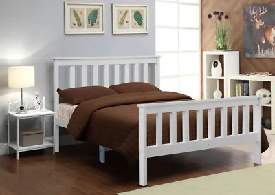 £139.99 • Buy Grey Wooden Bed Frame Pine Wood  All Sizes W Orthopedic Memory Foam Mattress