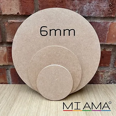 MIAMA 6mm MDF Circle Square Edge Wooden Shape 10-60cm 13 Or 5 Packs • £3.78