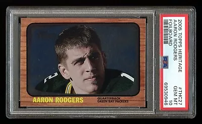 2005 Topps Heritage AARON RODGERS FOILBOARD Rookie Card RC THC27 PSA 10 GEM MINT • $698.20