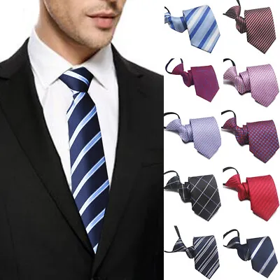 Lazy Men's Zipper Necktie Solid Striped Casual Business Wedding Zip Up Neck Tie* • $2.80