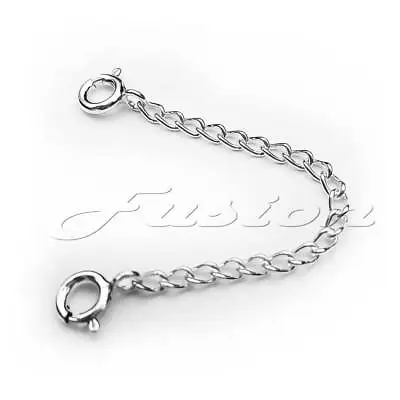 STRONG .925 Sterling Silver Necklace Necklet Curb Extender Safety Chain  • £4.99