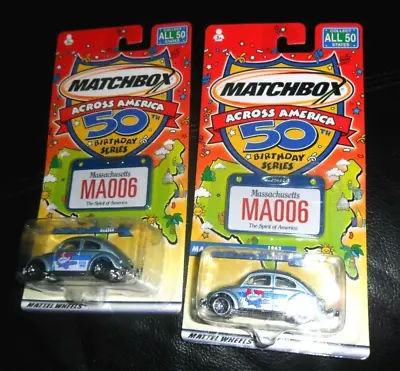 2 Lot Matchbox Across America 1962 Vw Volkswagen Beetle Massachusetts 50 States • $18