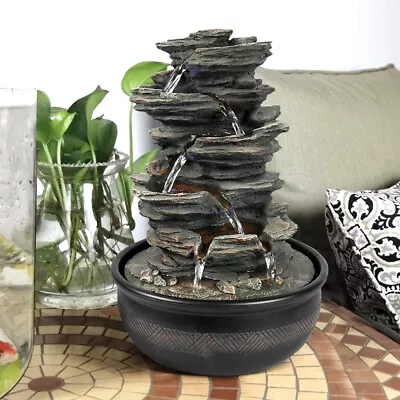 5-Tier Indoor Relaxation Waterfall Fountain Small Cascading Water Feature Decor • $49.99